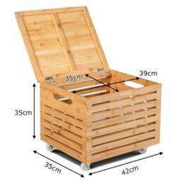 Costway Bamboo Rolling File Storage Box File Storage Organizer Storage Chest in Natural - thumbnail 3