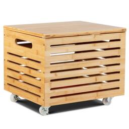 Costway Bamboo Rolling File Storage Box File Storage Organizer Storage Chest in Natural - thumbnail 8