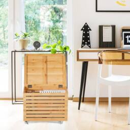 Costway Bamboo Rolling File Storage Box File Storage Organizer Storage Chest in Natural - thumbnail 9