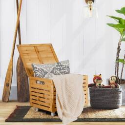 Costway Bamboo Rolling File Storage Box File Storage Organizer Storage Chest in Natural - thumbnail 2