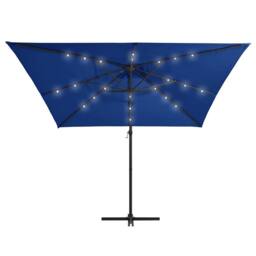 Berkfield Home Cantilever Umbrella with LED lights & Steel Pole 250x250 cm Azu… in Blue - thumbnail 3
