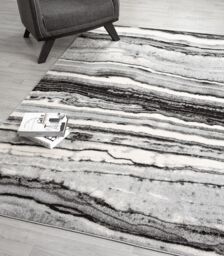 Desire Rugs Obsidian Modern Low Pile Area Rug - Coast Waves Abstract Design in Grey - Size: 120 cm x 170 cm - thumbnail 3