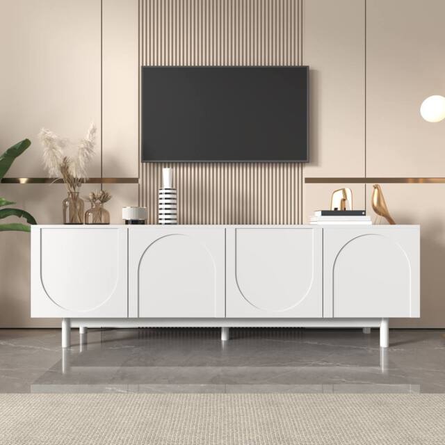 Merax Modern TV Cabinet 175 x 38 x 56 cm with Adjustable Shelves in White - image 1