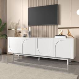 Merax Modern TV Cabinet 175 x 38 x 56 cm with Adjustable Shelves in White - thumbnail 5