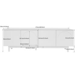 Merax Modern TV Cabinet 175 x 38 x 56 cm with Adjustable Shelves in White - thumbnail 2