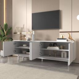 Merax Modern TV Cabinet 175 x 38 x 56 cm with Adjustable Shelves in White - thumbnail 8