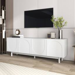 Merax Modern TV Cabinet 175 x 38 x 56 cm with Adjustable Shelves in White - thumbnail 9