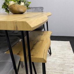 KOSY KOALA Modern Dining Table Set With Bench & 4 Grey Velvet Chairs Dining Room Furniture in Brown - thumbnail 9