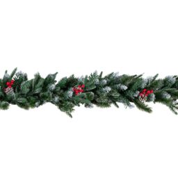 Samuel Alexander 1.8m (6ft) New Jersey Christmas Garland with Red Berries Pinecones & Snow Tipped PVC Branches in Green - thumbnail 8