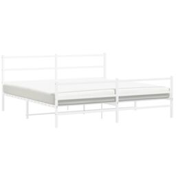 Berkfield Home Metal Bed Frame without Mattress with Footboard¬†White 183x213cm in White - Size: 183x213 cm - thumbnail 4