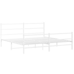 Berkfield Home Metal Bed Frame without Mattress with Footboard¬†White 183x213cm in White - Size: 183x213 cm - thumbnail 2