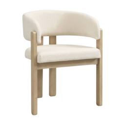 HomeTouch Beige Dining chairs with Armrests & Natural Wooden Legs Set of 2 - Size: 2 Pack - thumbnail 6