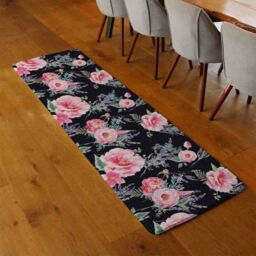 Benjamin Tate Design Watercolour Painting Of Flowers Runner Rug in Natural - Size: 67 cm x 230 cm - thumbnail 2