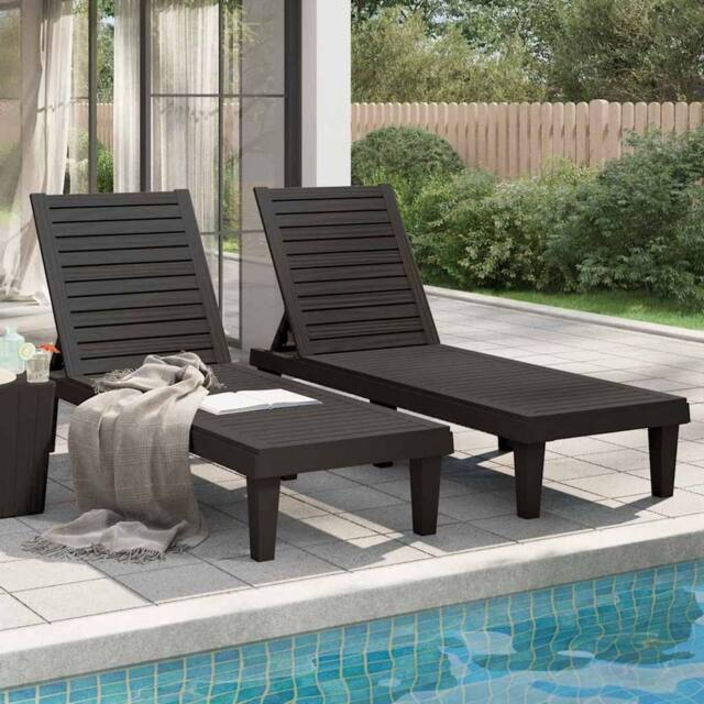 Berkfield Home Sun Loungers 2 pcs Black 155x58x83 cm Polypropylene - Size: 155 x 58 x 83 cm