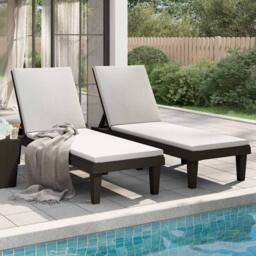 Berkfield Home Sun Loungers 2 pcs Black 155x58x83 cm Polypropylene - Size: 155 x 58 x 83 cm - thumbnail 3