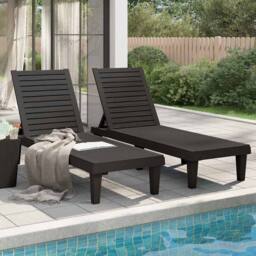 Berkfield Home Sun Loungers 2 pcs Black 155x58x83 cm Polypropylene - Size: 155 x 58 x 83 cm - thumbnail 1