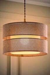 ValueLights Sophia Linen Tier 30cm Drum Easy Fit Ceiling Light Lamp Shade & Bulb in Grey