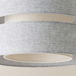 ValueLights Sophia Linen Tier 30cm Drum Easy Fit Ceiling Light Lamp Shade & Bulb in Grey - thumbnail 5
