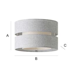 ValueLights Sophia Linen Tier 30cm Drum Easy Fit Ceiling Light Lamp Shade & Bulb in Grey - thumbnail 7