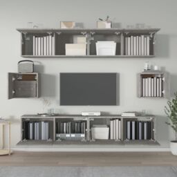 Berkfield Home 6 Piece TV Cabinet Set Concrete Grey Engineered Wood - thumbnail 3