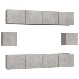 Berkfield Home 6 Piece TV Cabinet Set Concrete Grey Engineered Wood - thumbnail 2
