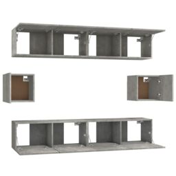 Berkfield Home 6 Piece TV Cabinet Set Concrete Grey Engineered Wood - thumbnail 5