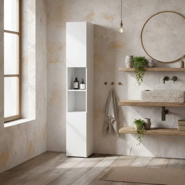 Wyld Haus Yoco High Gloss White Freestanding Bathroom Storage Cabinet Doors - image 1
