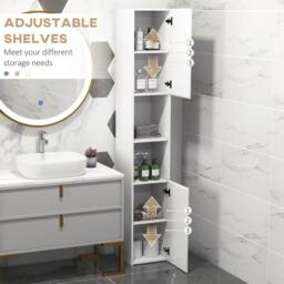 Wyld Haus Yoco High Gloss White Freestanding Bathroom Storage Cabinet Doors - thumbnail 6