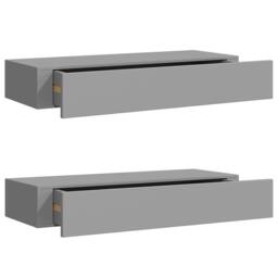 Berkfield Home Elegant Wall-mounted Drawer Shelves 2 pcs Grey 60x23.5x10cm MDF - Size: 60x23.5x10 cm - thumbnail 3