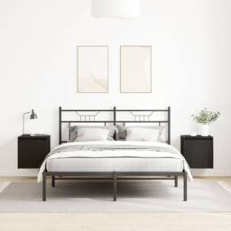 Berkfield Home Durable Wall-Mounted Bedside Cabinets 2 pcs Black 38x34x40 cm - Size: 38 x 34 x 40 cm - thumbnail 1