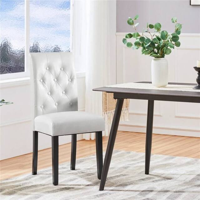 KORVIXA White Dining Chairs Set of 2 Faux Leather - Size: 0.6m2 - image 1