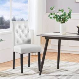 KORVIXA White Dining Chairs Set of 2 Faux Leather - Size: 0.6m2