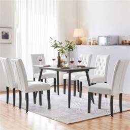 KORVIXA White Dining Chairs Set of 2 Faux Leather - Size: 0.6m2 - thumbnail 5