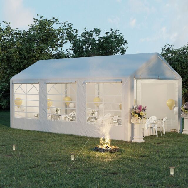 OUTSUNNY 6 x 3(m) Outdoor Car Tent Heavy Duty Carport Shelter Party Wedding Tent in White - image 1