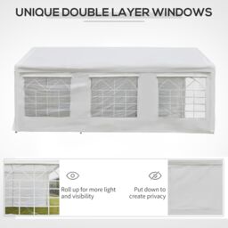 OUTSUNNY 6 x 3(m) Outdoor Car Tent Heavy Duty Carport Shelter Party Wedding Tent in White - thumbnail 4