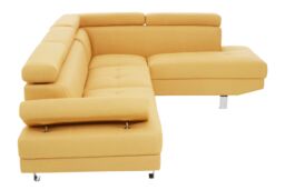 Orsina Contemporary Ochre Linen Corner Sofa, Velvet Upholstered Mid Century Sofa, Refined Sofa For Livingroom in Yellow - thumbnail 4