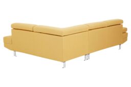 Orsina Contemporary Ochre Linen Corner Sofa, Velvet Upholstered Mid Century Sofa, Refined Sofa For Livingroom in Yellow - thumbnail 2