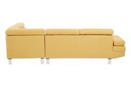 Orsina Contemporary Ochre Linen Corner Sofa, Velvet Upholstered Mid Century Sofa, Refined Sofa For Livingroom in Yellow - thumbnail 3