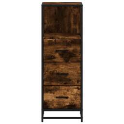 Berkfield Home Comfortable Bathroom Cabinet Smoked Oak 35x37.5x100 cm Engineered Wood in Brown - thumbnail 5