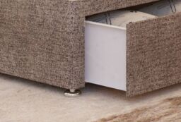 Somnior Chambery 2 Draw Divan Bed Frame with Headboard Tweed Fabric in Brown - Size: Single - thumbnail 3