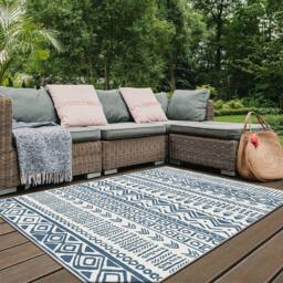 THE RUGS Reversible Outdoor Rugs in Aztec Design Duo Weave Collection in Black - Size: 160 cm x 230 cm - thumbnail 4