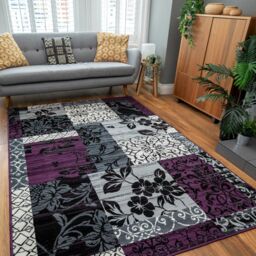 Kukoon Purple Black Grey Traditional Patchwork Living Area Rug - Size: 190 cm x 280 cm - thumbnail 2
