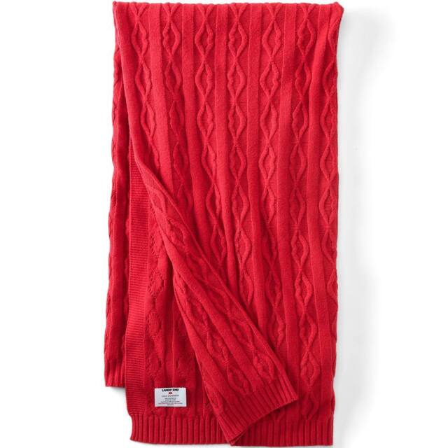 Lands' End Lulu Guinness Lip Cable Knit Throw in Red