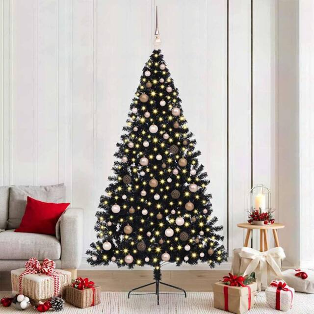 Berkfield Home Artificial Pre-lit Christmas Tree Black 210 cm PVC - image 1