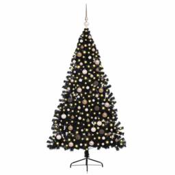 Berkfield Home Artificial Pre-lit Christmas Tree Black 210 cm PVC - thumbnail 3