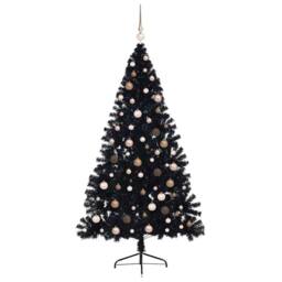 Berkfield Home Artificial Pre-lit Christmas Tree Black 210 cm PVC - thumbnail 4