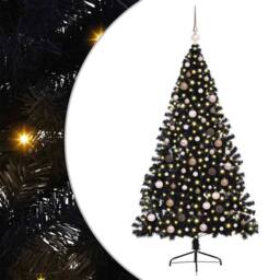 Berkfield Home Artificial Pre-lit Christmas Tree Black 210 cm PVC - thumbnail 2