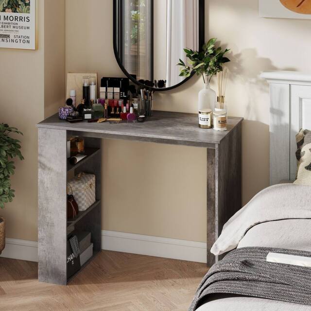 Costway Computer Desk 90cm Study Desk Wooden Writing Desk w/Bookshelf in Grey - image 1