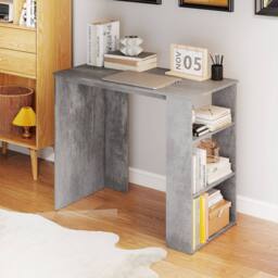Costway Computer Desk 90cm Study Desk Wooden Writing Desk w/Bookshelf in Grey - thumbnail 5