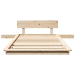 Berkfield Home Floor Bed Frame with Bedside Tables 80x200cm Solid Wood in Natural - Size: 80x200 cm - thumbnail 5